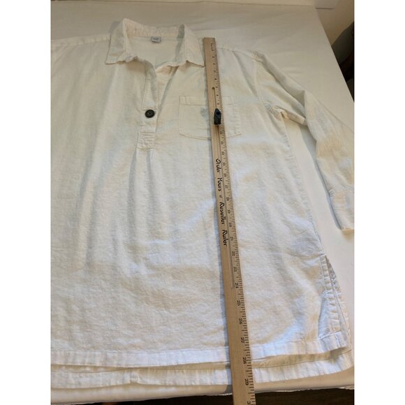 Old Navy Women’s Popover Shirt L White Preppy Casual Linen Blend Top Hi Low Hem - Picture 6 of 16